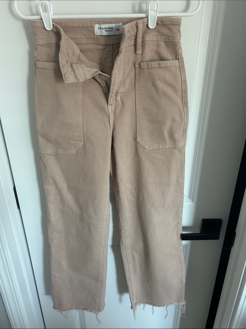 Just Black Straight Leg Jeans in Light Beige